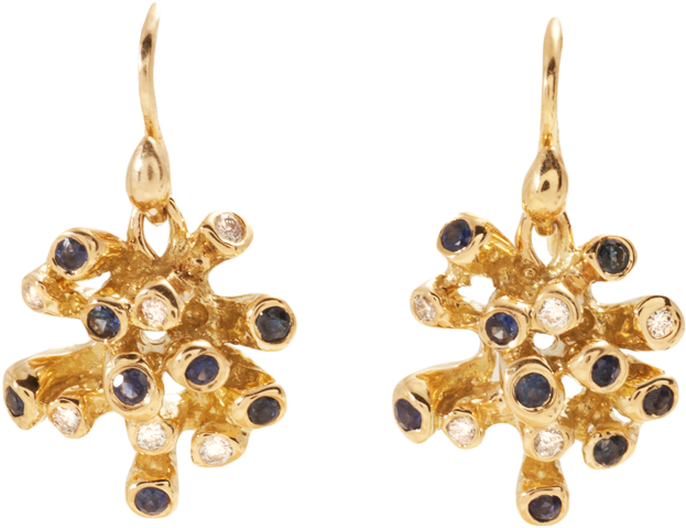 These 18k Yellow Gold Starburst Earrings Feature A - Earrings (1000x1000), Png Download