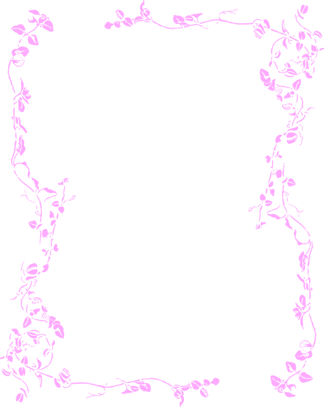 Pink Border Clip Art - Leaf Border Black And White (474x595), Png Download
