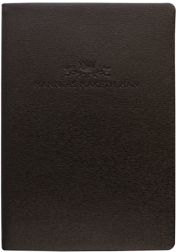 'manners Maketh Man' Notebook In Blackblind - Note Book Black Png (600x600), Png Download