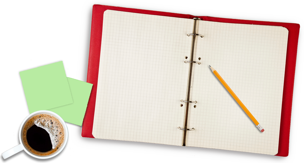 Open Notebook, Pencil, Pad Of Sticky Notes, And Cup - Gebraucht: Die 9 Todsünden Im Job - Stevens, R. Paul (1000x536), Png Download