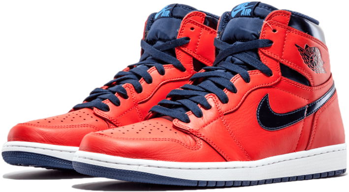 Nike Air Jordan 1 Og High Retro David Letterman Crimson... (900x540), Png Download