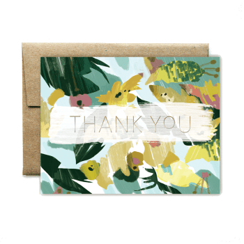 Foil Yellow Floral Thank You Card - Shelter (350x350), Png Download