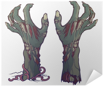 Pair Of Zombie Hands Rising From The Ground And Torn - Hand Coming Out Of The Ground Drawing (400x400), Png Download
