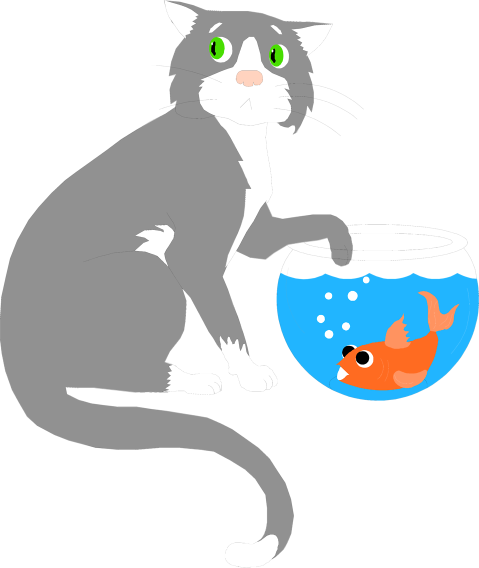 Graphic Freeuse Library Fish Bowl At Getdrawings Com - Cat Fish Bowl Clipart (958x1136), Png Download