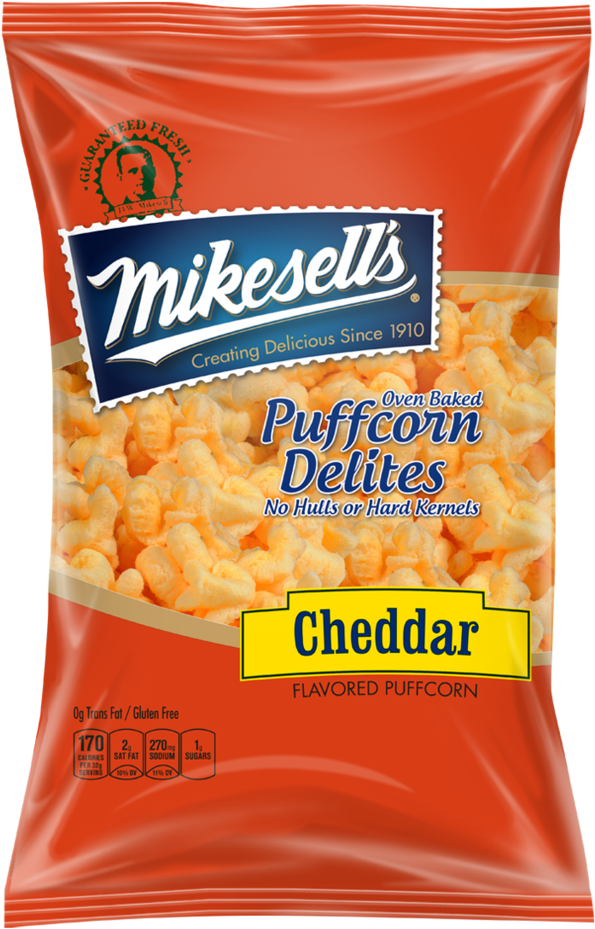 Original Puffcorn Delites Mikesells Png Puff Corn Hulless - Mikesell's Cheddar Oven Baked Puffcorn Delites, 5.5 (1024x1024), Png Download