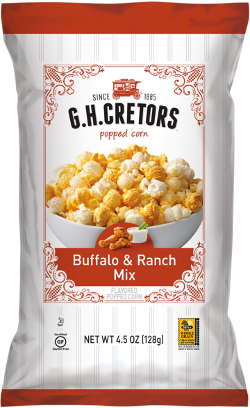 Buffalo & Ranch Mix Popcorn - G.h. Cretors Pumpkin Spice Caramel Popped Corn 8 Oz (360x588), Png Download