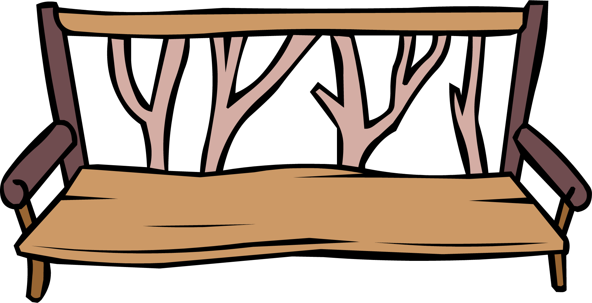 Log Bench - Png - Club Penguin Bench (1922x985), Png Download