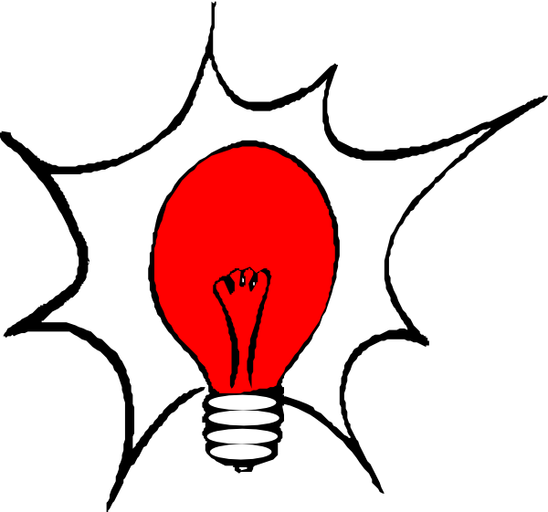 Bulb Clipart Here - Red Light Bulb Clip Art (600x561), Png Download