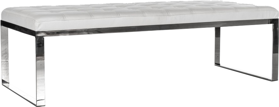 Skyline White Leather And Chrome Bench (900x341), Png Download