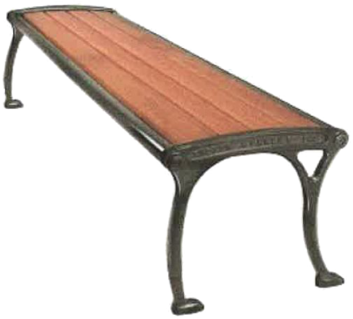 Backless Park Bench - Outdoor Bench (547x474), Png Download