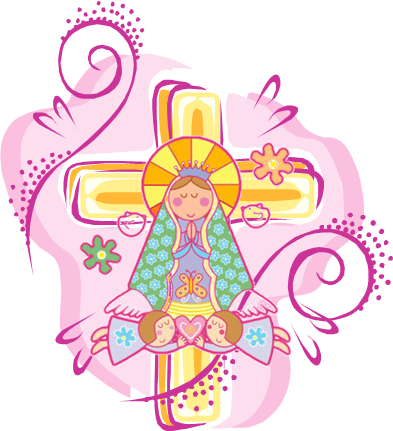 Pink Swirled Virgencita - Virgencita Plis Primera Comunion (393x431), Png Download