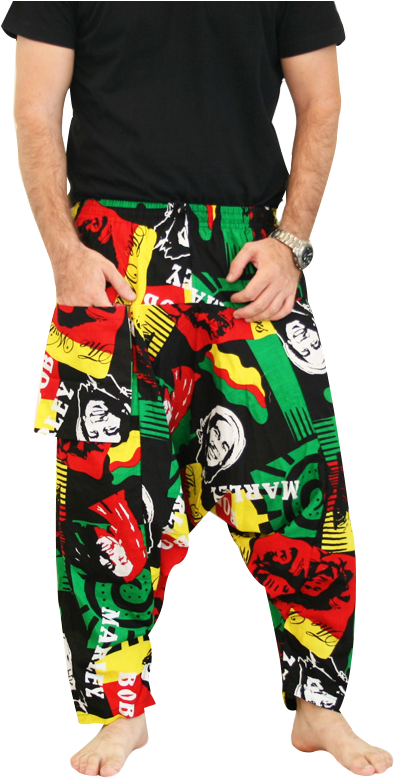 Bob Marley Baggy Festival Pants Black For Men - Roupas Do Bob Marley (800x800), Png Download