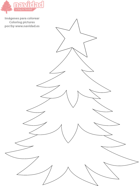 Arbol De Navidad Con Estrella - Estrella Navideñas Para Colorear (595x842), Png Download