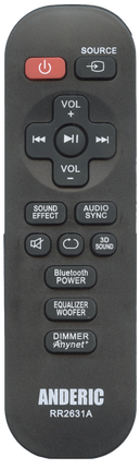 The Anderic Rr2631a Remote Control Replaces Many Original - Hw J430 Remote Control (498x498), Png Download