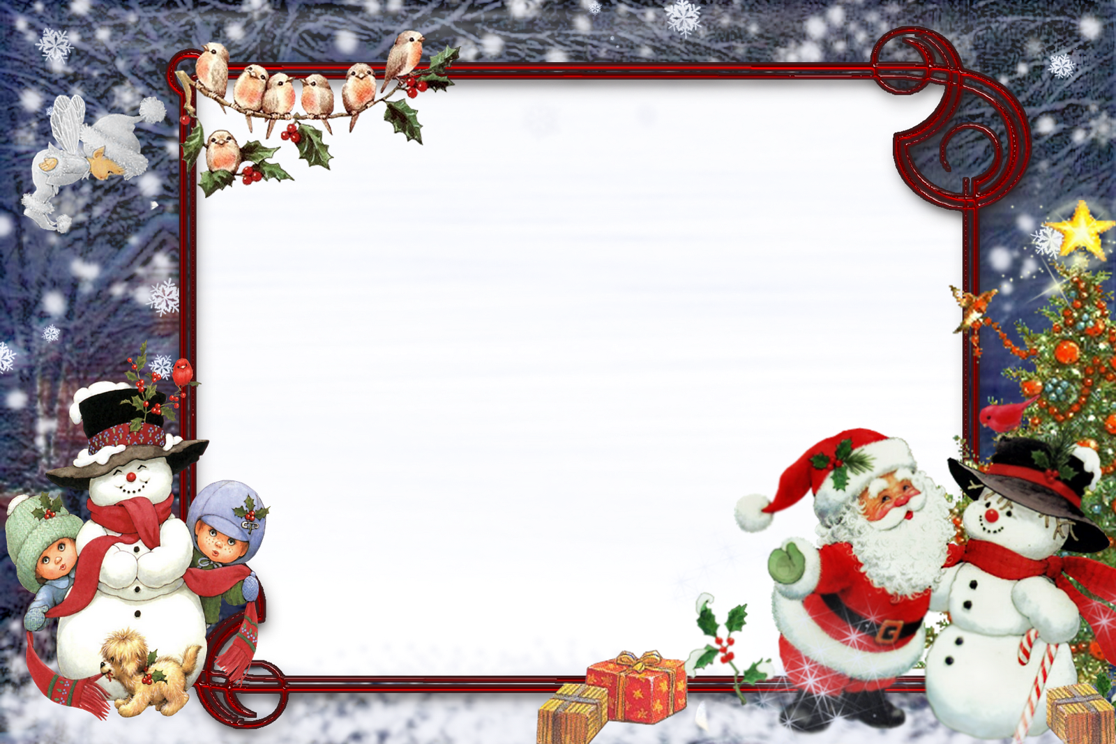 Clipart De Navidad Para Photoshop - Marcos De Fotos De Navidad (1600x1067), Png Download