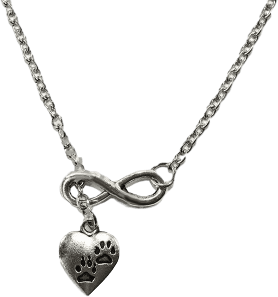 Cat Paw Print Heart Necklace - Cute Black And White Necklaces (1200x1200), Png Download