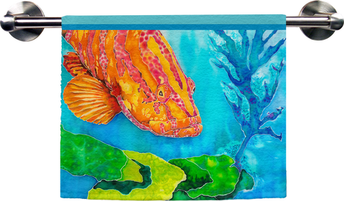 Grouper In The Green Hand Towel - Live Free Grouper In The Green Napkin (500x293), Png Download