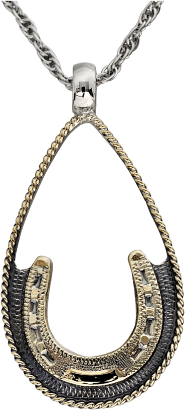 14k Gold Fill & Sterling Teardrop Horseshoe Necklace - Locket (800x1200), Png Download
