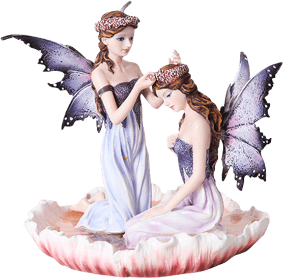 Flower Crown Fairy Sisters Statue - Beautiful Fairy Statues (555x555), Png Download