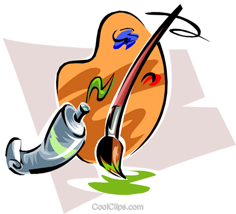 Artist's Palette, Paint Brush And Tube Royalty Free - Paint Brush Clip Art (480x436), Png Download