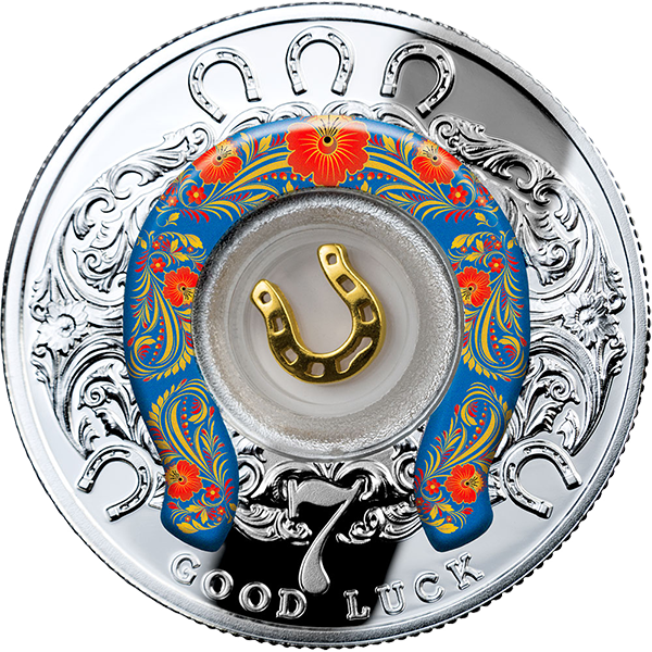 Cameroon 2016 500 Francs Seven Horseshoes Lucky Seven - 2016 Cameroon Lucky 7 Silver Coin (600x600), Png Download