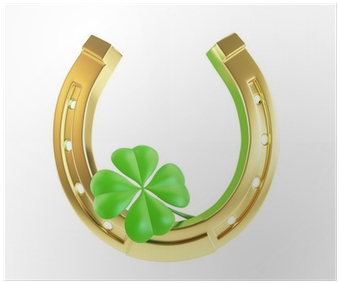 4 Leaf Clover And Horseshoe (400x400), Png Download