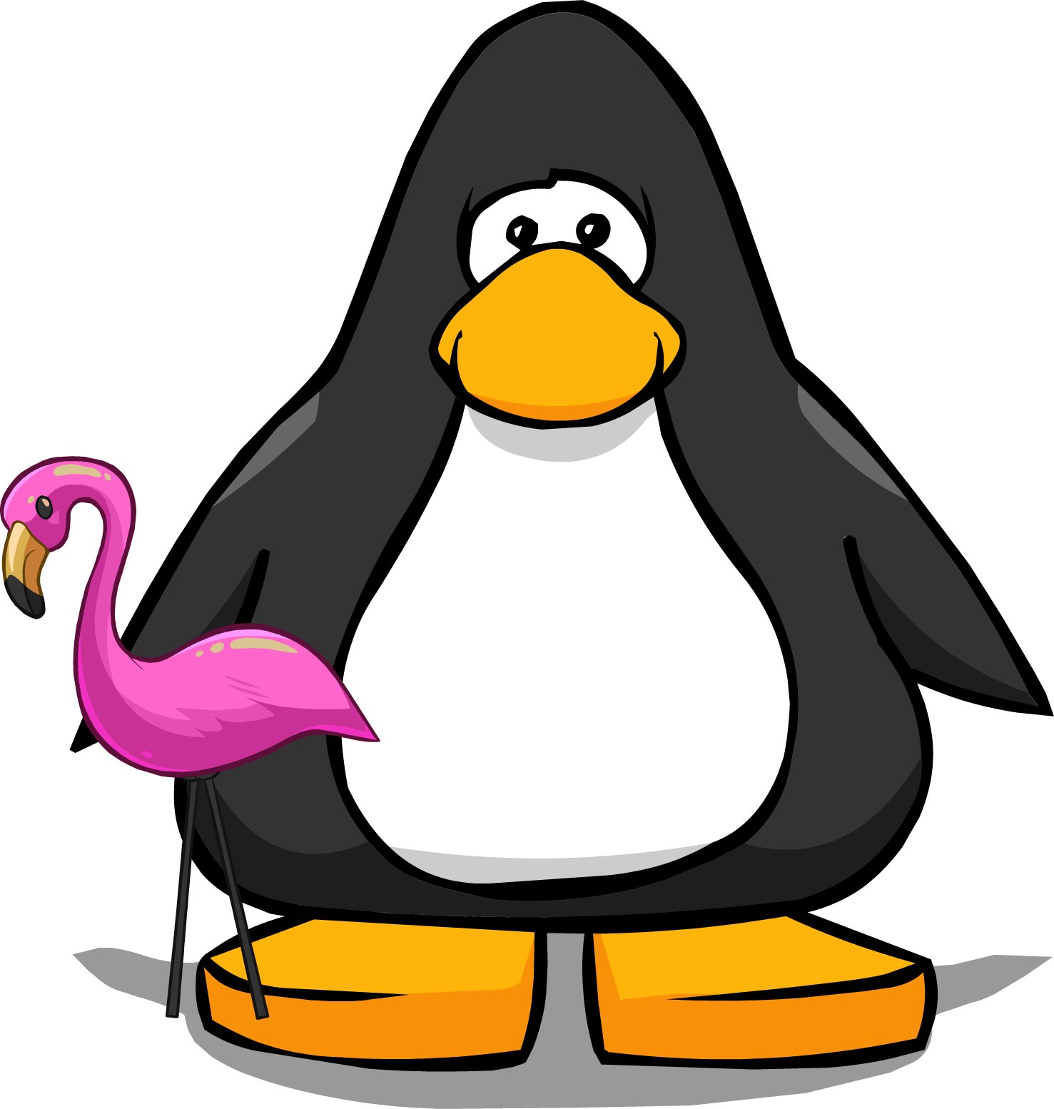 Pink Flamingo On A Player Card - Penguin With A Horn (1477x1554), Png Download