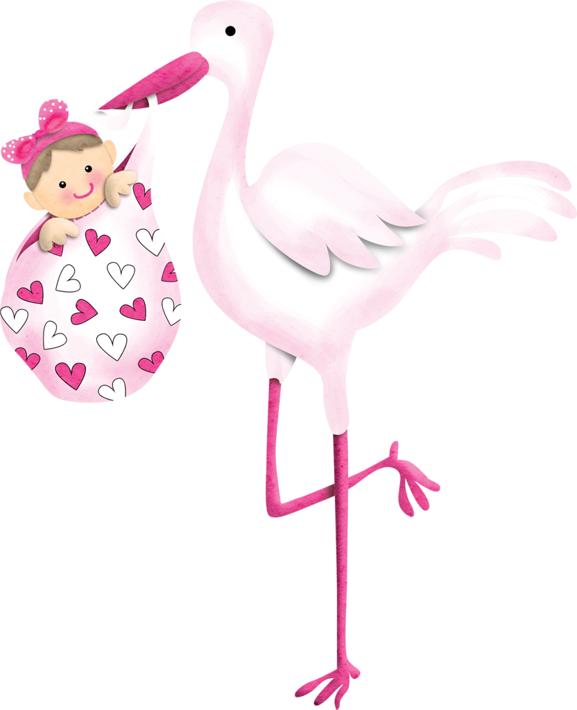 Stork Vector Flamingo Clipart Black And White Library - Baby Girl Stork Clip Art (832x1024), Png Download