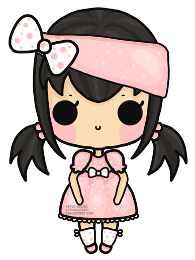 Chibi, Girl, And Cute Image - Simple Cute Chibi Girl (420x560), Png Download