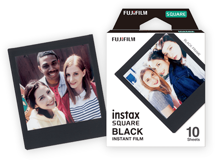 Black Frame•10sheets X 1packs - Instax Square Black Film (444x330), Png Download