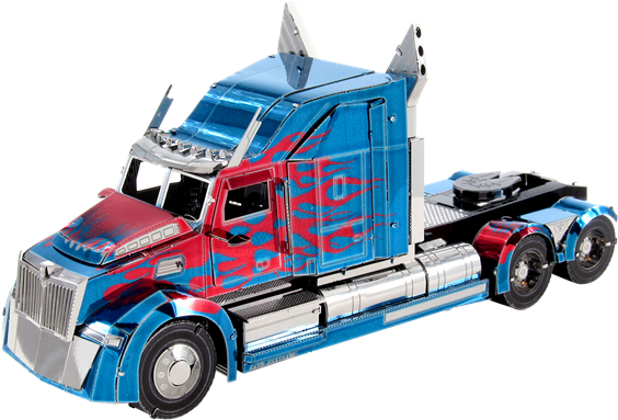 Optimus Prime Western Star 5700 Truck - Metal Earth Optimus Prime Truck (600x410), Png Download