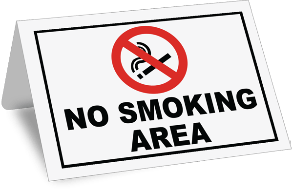 No Smoking Area Tent Sign - Transparent No Smoking Signs (600x390), Png Download