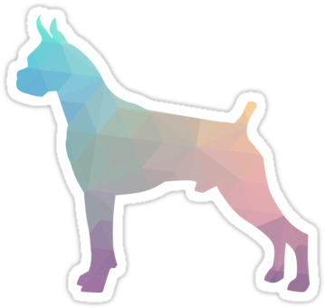 Boxer Dog Colorful Geometric Pattern Silhouette By - Boxer (375x360), Png Download
