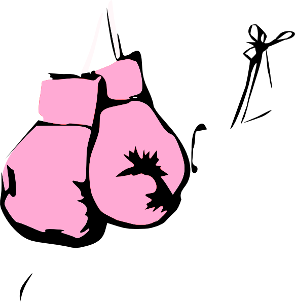 Pink Boxing Gloves Clip Art At Clker - Boxing Gloves Black And White (582x598), Png Download