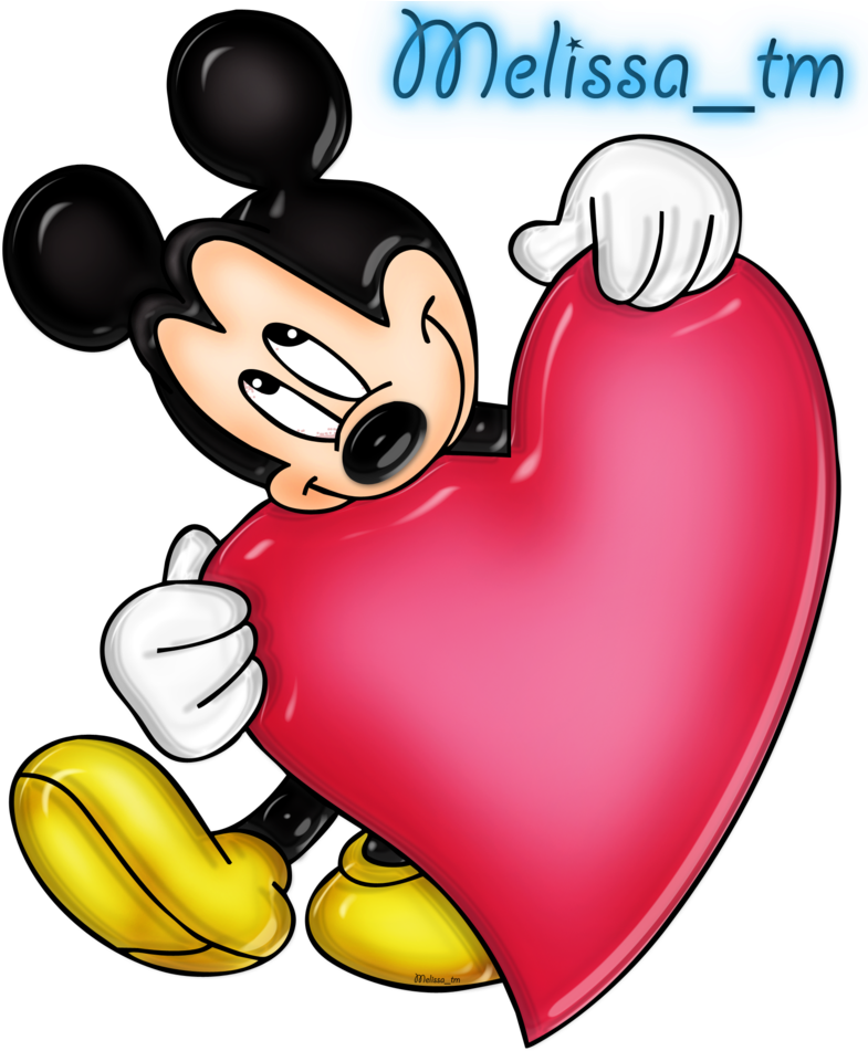 Mickey Mouse Clipart Heart - Mickey Mouse With Heart (800x953), Png Download