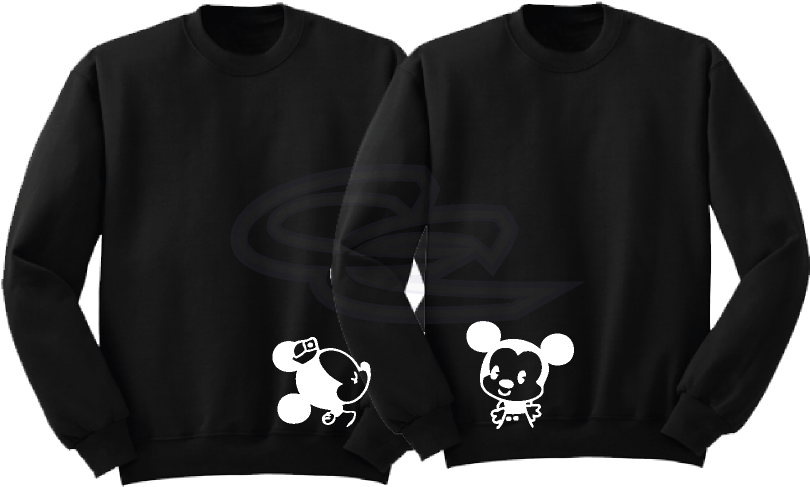Hers His Little Mickey Minnie Kiss - Father Son Disney Shirts (812x697), Png Download