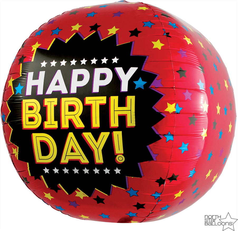 Happy Birthday Red Stars Sphere 17 In* (1000x1000), Png Download