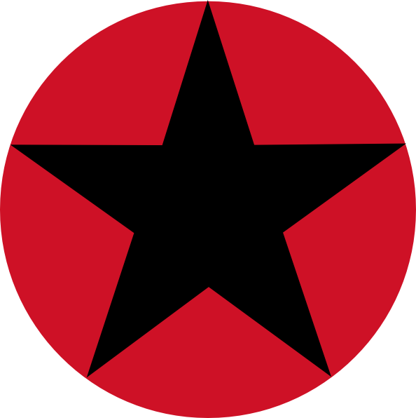 Royalty Free Roudel Star Red Circle - Black Star Red Background (594x596), Png Download