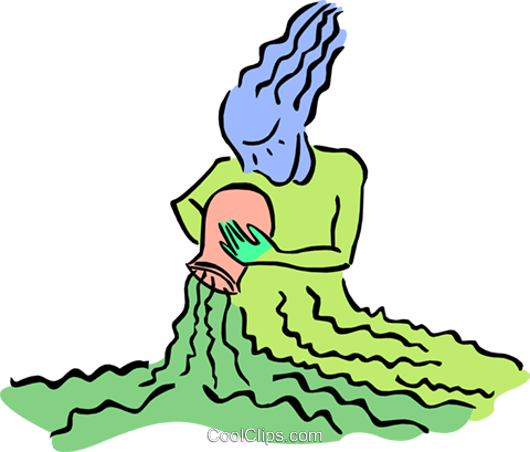 Woman Pouring Water Royalty Free Vector Clip Art Illustration - Illustration (480x409), Png Download