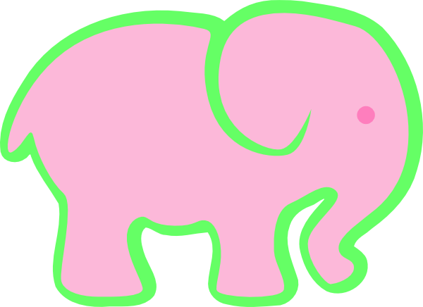 This Free Clipart Png Design Of Pink And Green Elephant (600x436), Png Download