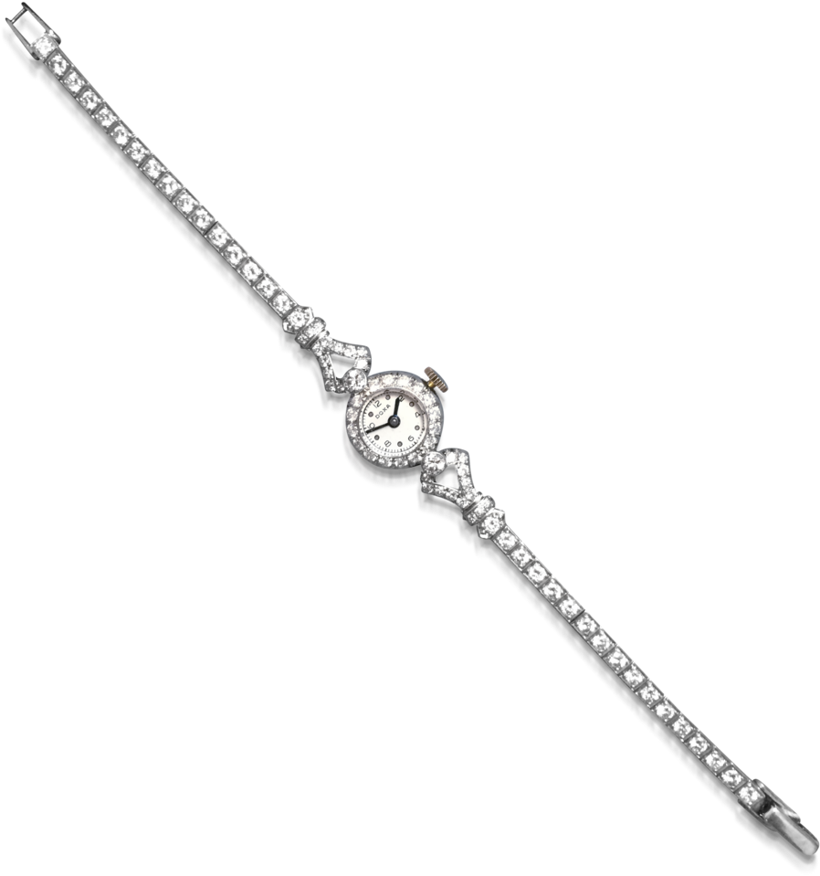 An Art Deco Platinum And Diamond Watch, Circa (1000x1000), Png Download