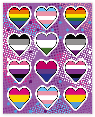 Sexuality Pride Flag Sticker/decal Sheet - All Sexualities Flags (484x484), Png Download
