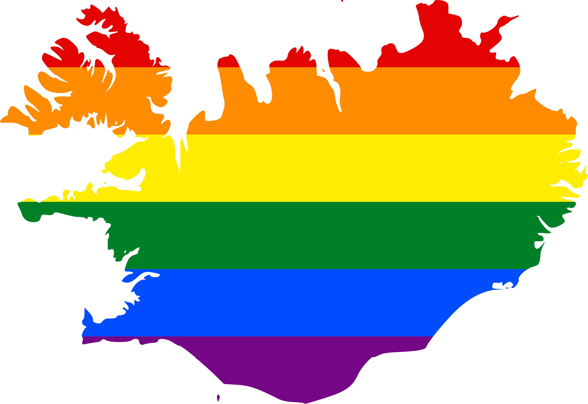 Lgbt Flag Map Of Iceland - Iceland Map Transparent (2000x1375), Png Download