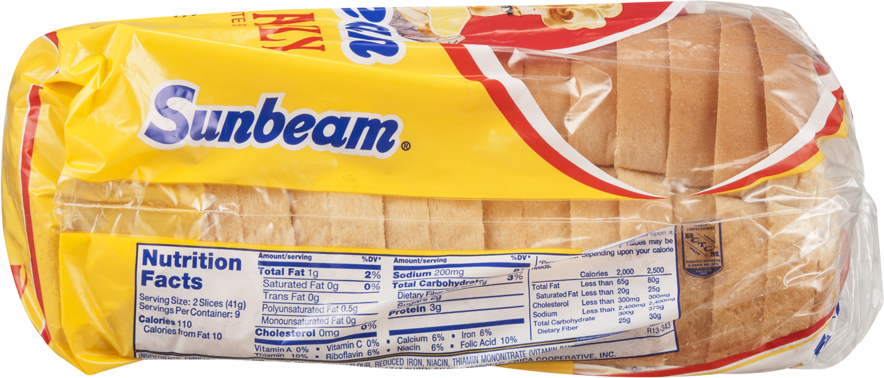 Sunbeam Enriched White Bread, King - 22 Oz Pack (1800x770), Png Download