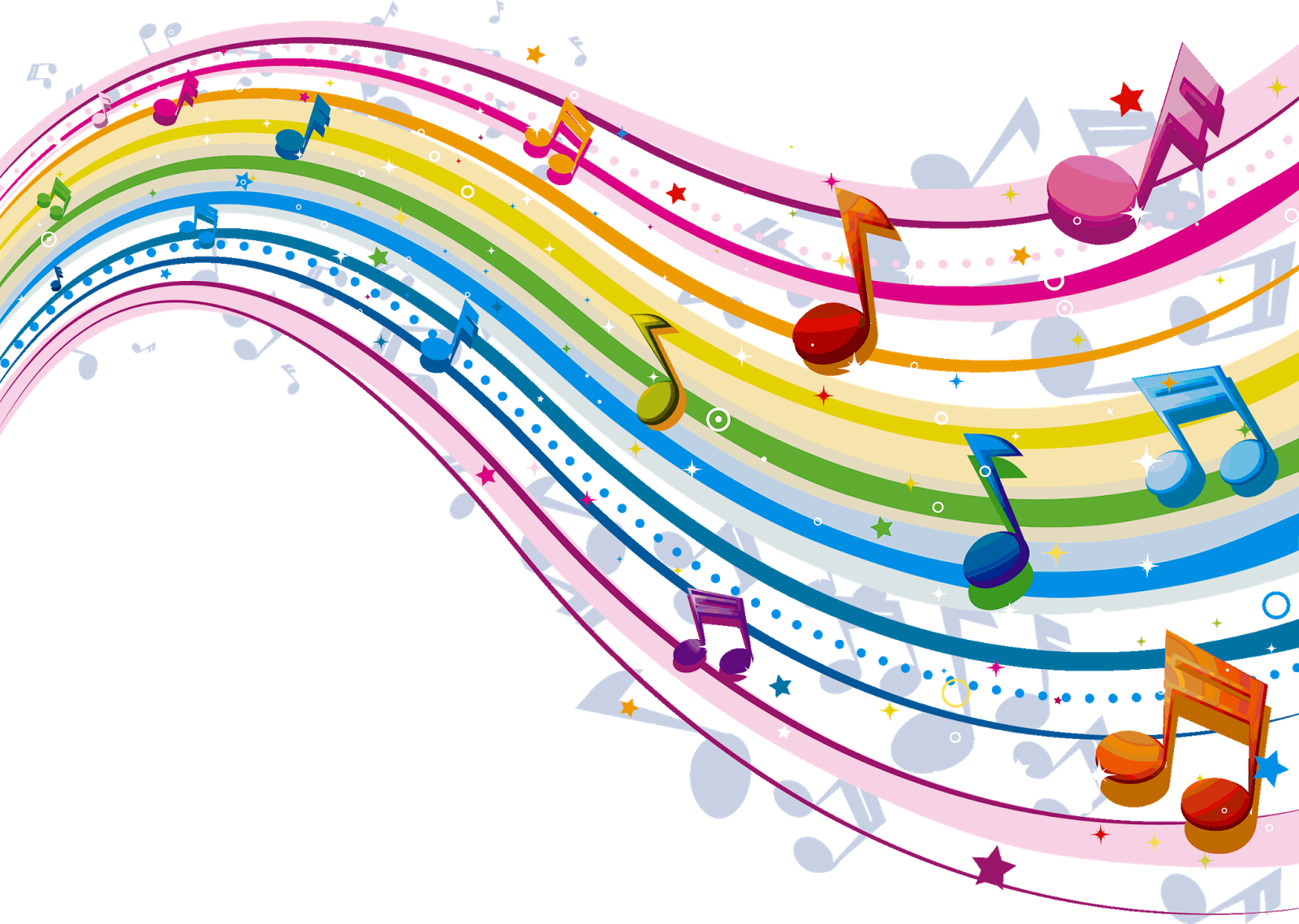 Arco-íris Musical Em Png Vetorizado - Color Music Notes Png (1600x1138), Png Download