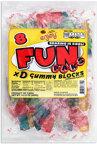 8 Fun Paks Xd Gummy Blocks (375x650), Png Download