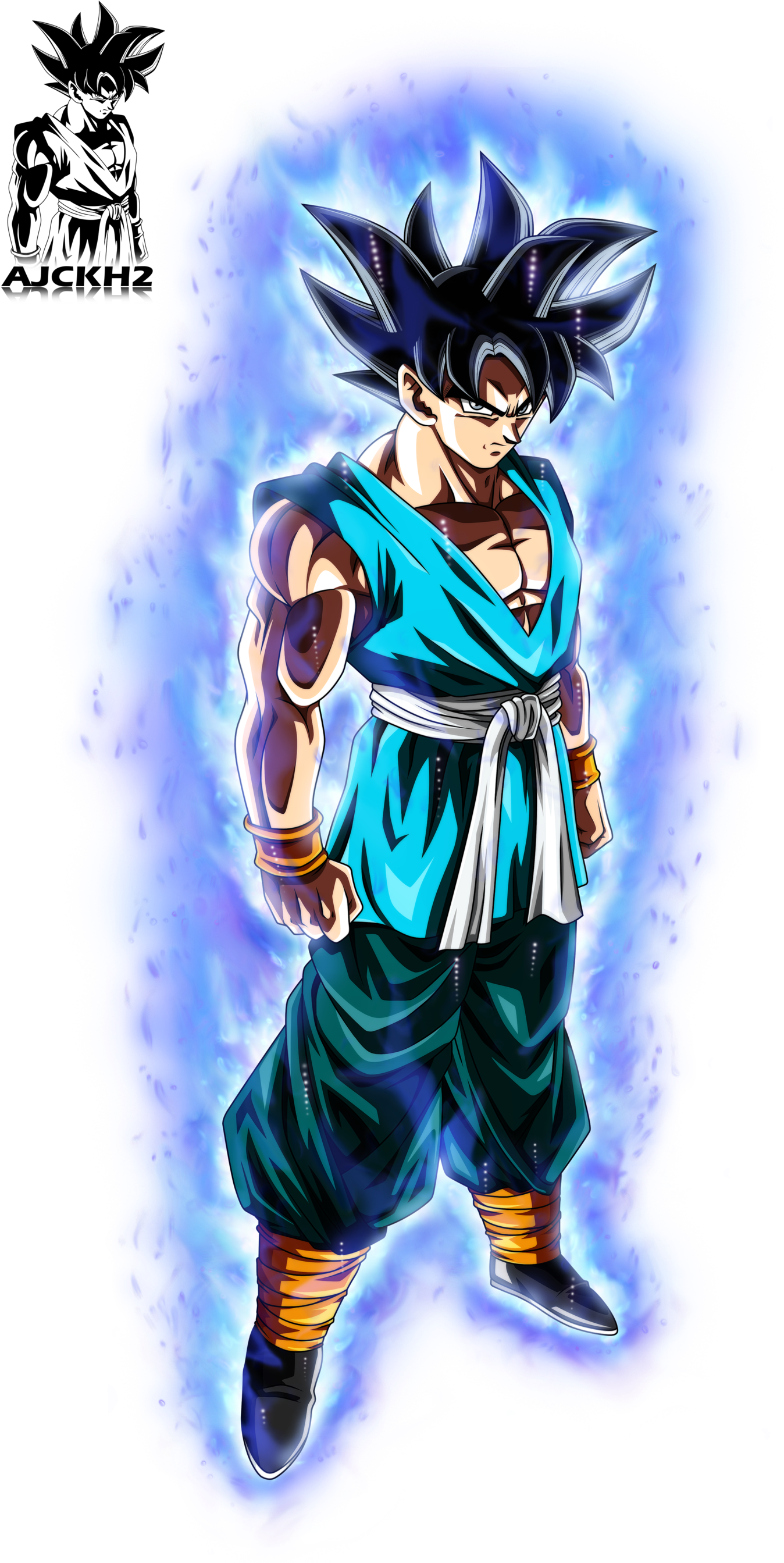 Son Goku Ultra Instinct With Aura By Ajckh2-dbqyf1g - Goku Ultra Instinct Gt (1600x2686), Png Download