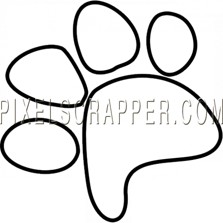 Kitty - Illustrations01 - Pawprint - Line Art (456x456), Png Download