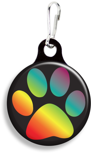 Rainbow Paw Print - Promotional Zoogee 1-1/8 Round Metal Zipper Pull Tag (361x542), Png Download