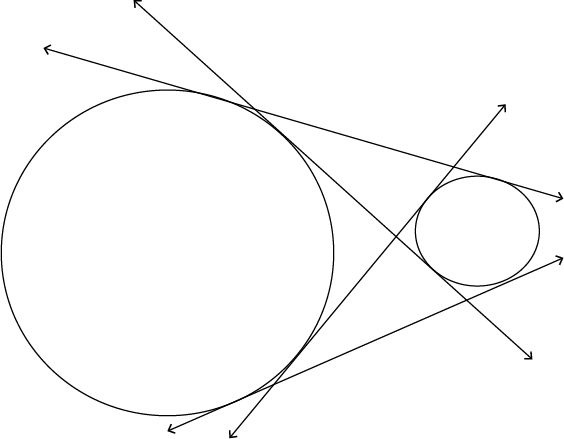 Not All Pairs Of Circles Have Four Common Tangents - Circle With Tangent Lines (564x439), Png Download
